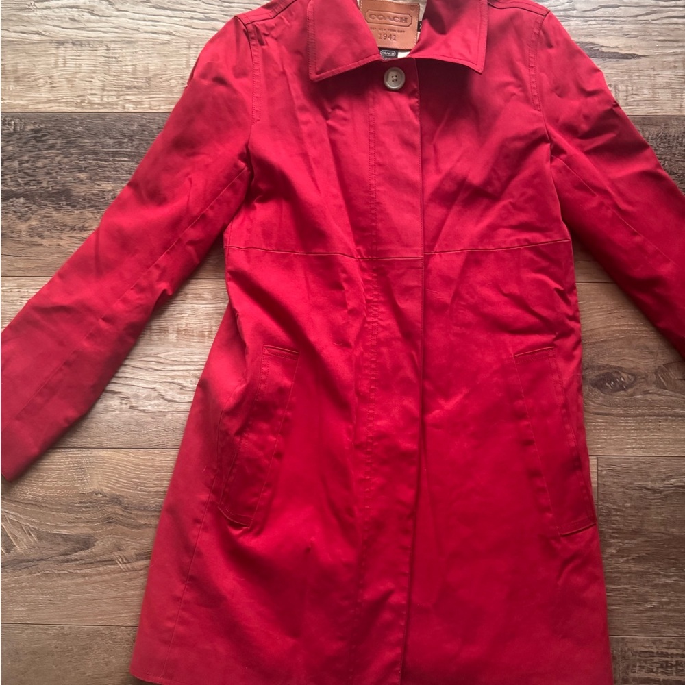 Coach Red Mid Trench Coat